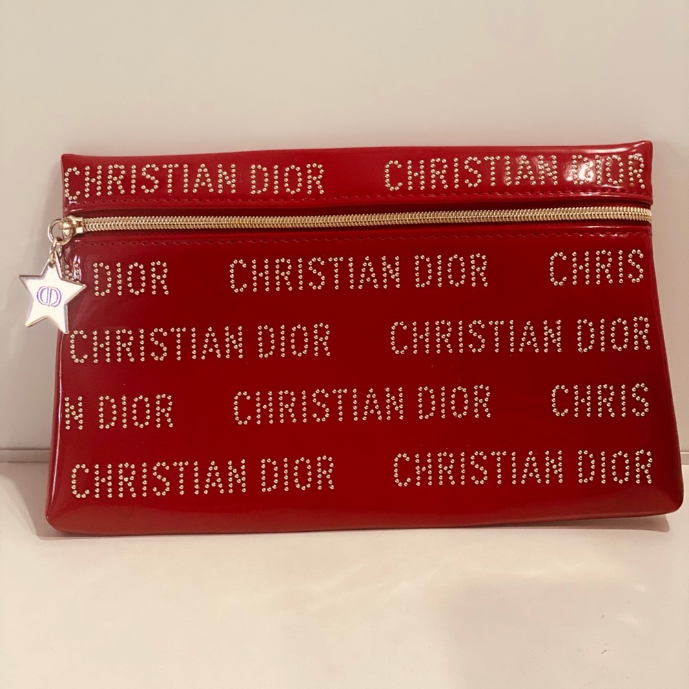 Christian Dior Gold Studded Makeup Bag or Clutch